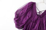 Damen Seidenkleid mit Puffärmeln | Luftsüßes Boho Maxikleid