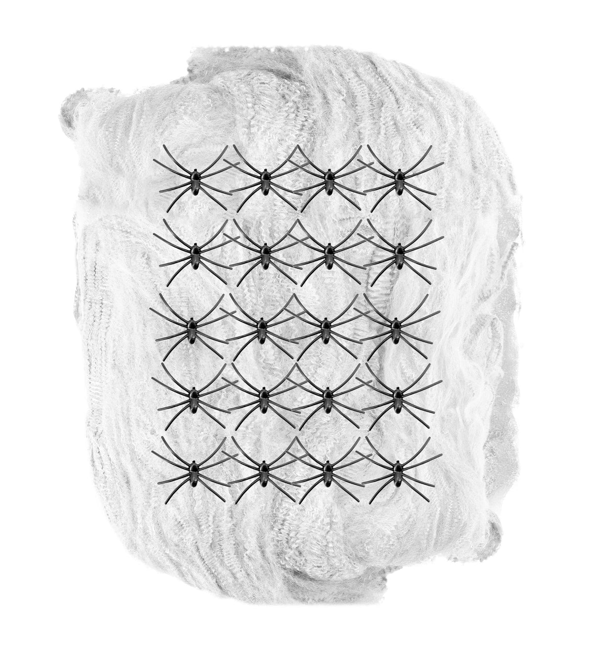 Halloween Spinnennetz Spinnweben mit 20 Spinnen | 500g