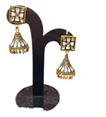 Jhumkas Meenakari Dome Kundan Earrings