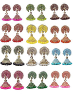 Women's Traditional Gold Ethnic Antique South Indian Round Pearl Moti Feather Peacock Jhumka Earrings