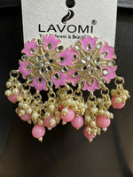 Earring with Meenakari For Women Floral Gold Plated Pearl Metal Drops & Danglers