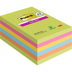 Post-it® Super Sticky Notes im Großformat, Verschiedene Farben, Liniert, 101 mm x 152 mm, Promotion, 90 Blatt/Block, 4 Blöcke + 2 Gratis/Packung, 100% PEFC, SGSCH-PEFC-COC-110078 | Packung (1 Stück)