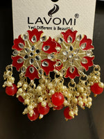 Earring with Meenakari For Women Floral Gold Plated Pearl Metal Drops & Danglers