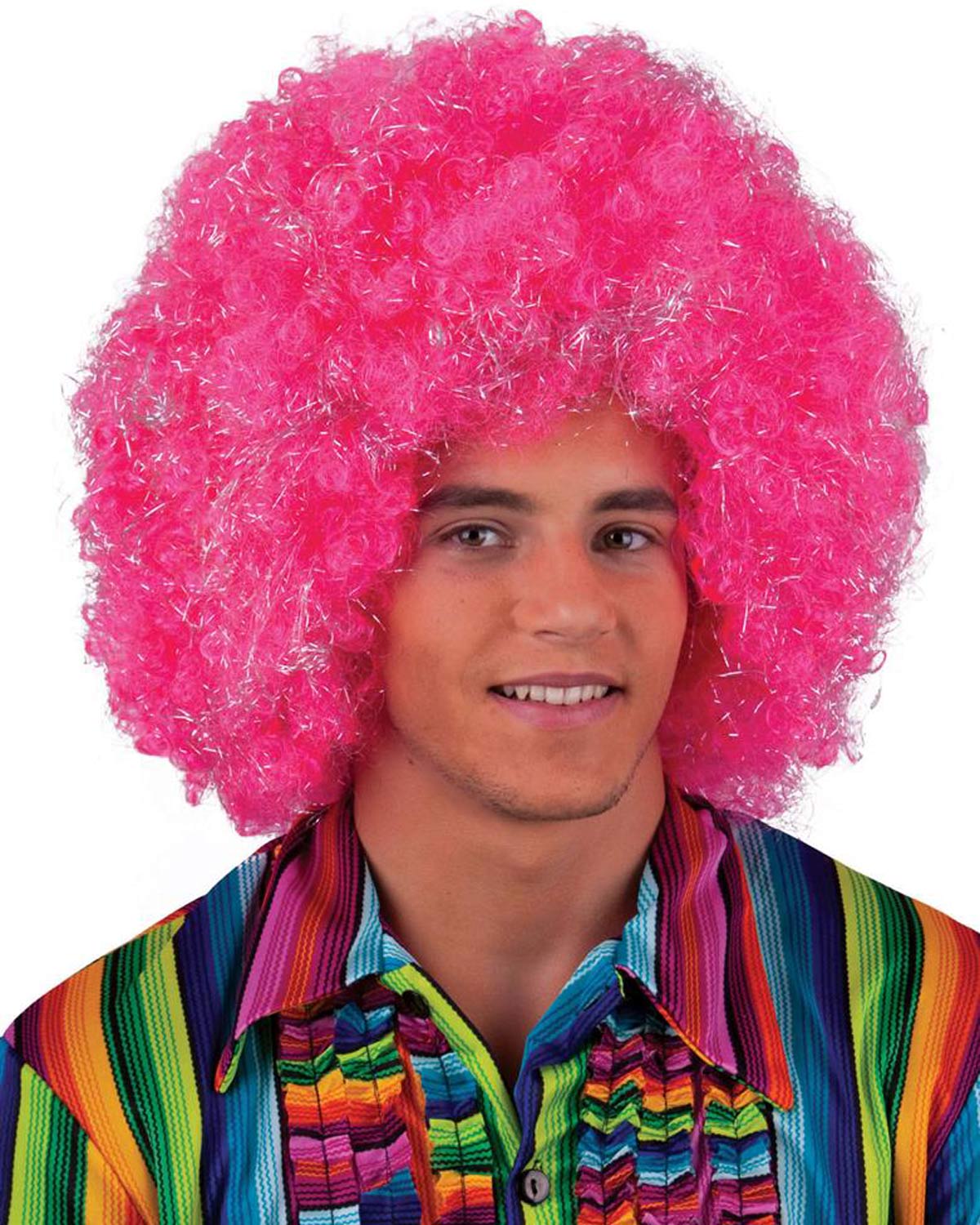 Perücke "Maxi Afro-Locken für Damen und Herren" | Pink Silber