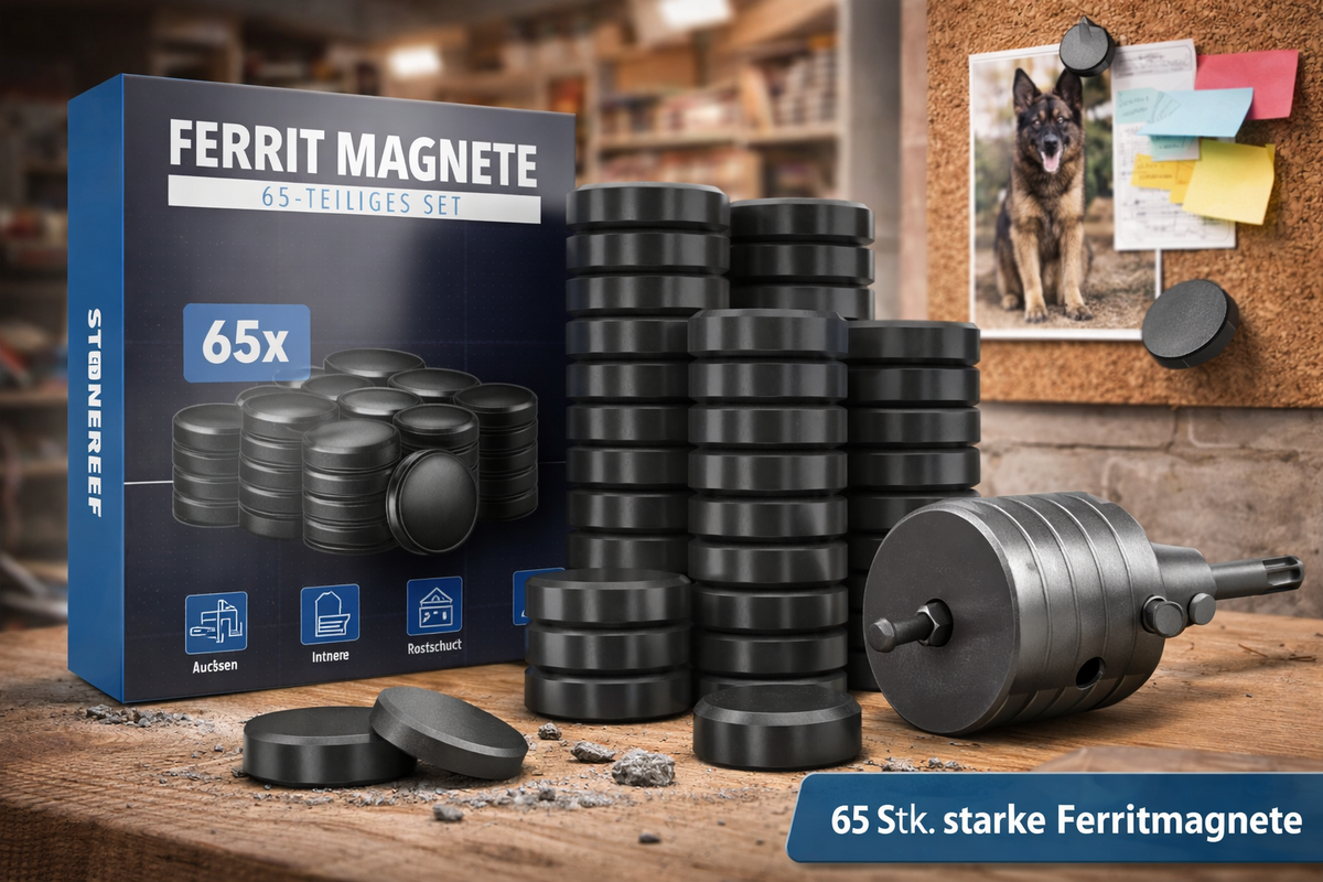65x Ferrit Magnete Ø17,6x4,9mm Schwarz Stark Haftmagnete Rundmagnete Ferrit S A4