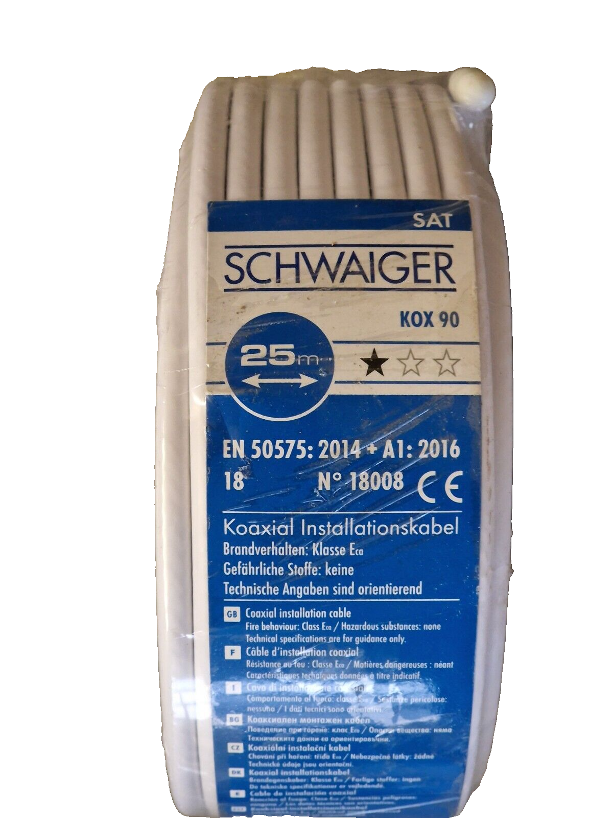 Schwaiger KOX 90 Koaxial Installationskabel 25 Meter, 75dB, 6,8mm