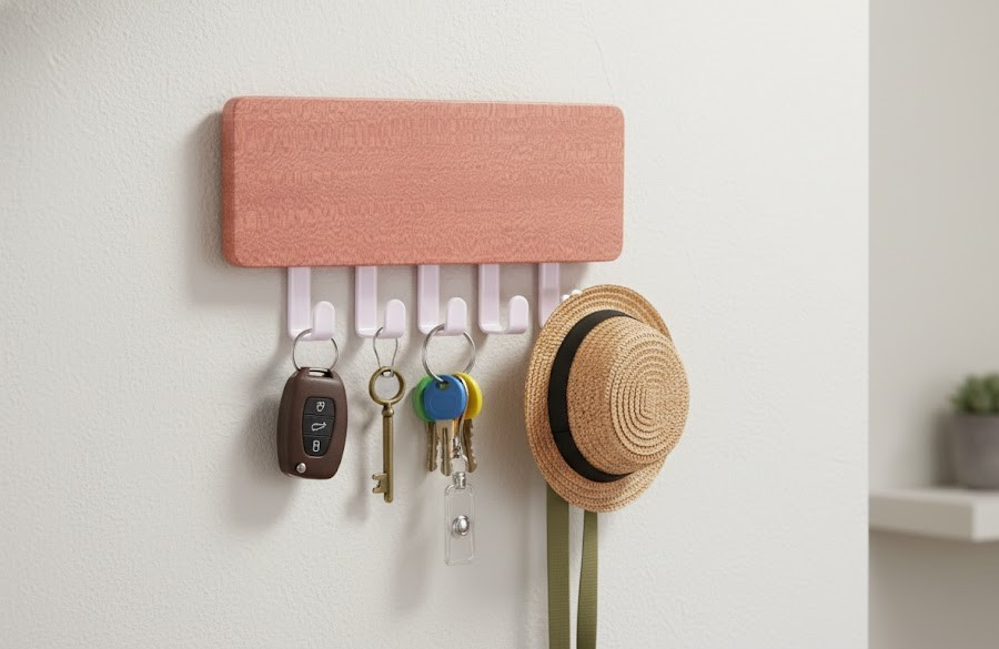 Magnetic Wall Organizer Key Hooks & Tray Schlüsselhalter Schlüsselmanagement E1