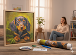Diamond Painting Dackel 40x40cm Malen nach Zahlen Stickerei Set Hund D10