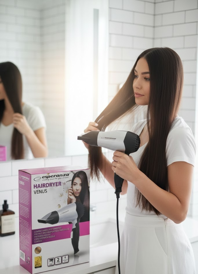 Esperanza EBH002S Venus 850W Haartrockner Fön Profi Haarstyling, Faltbar C1