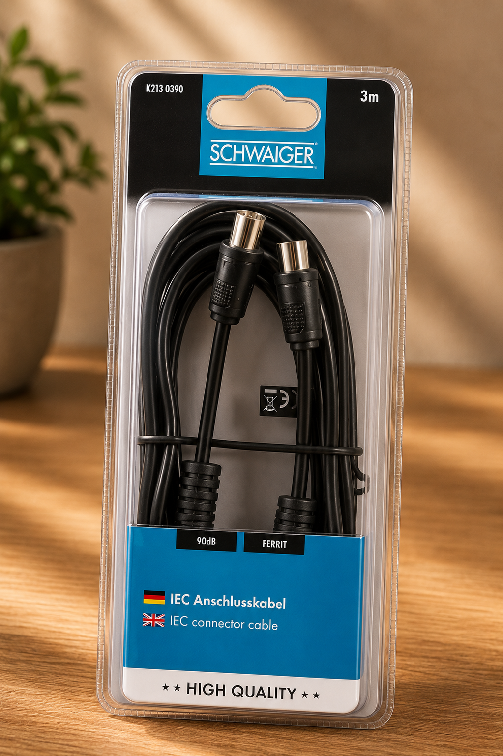Schwaiger B2130309 IEC Anschlusskabel 3m Antennenkabel TV Kabel A5