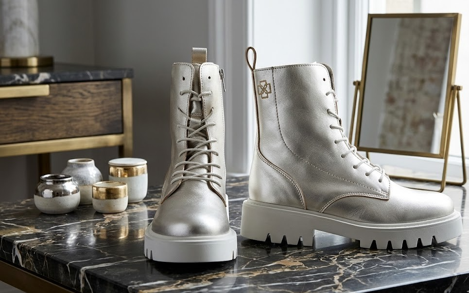 DAWID by Dawid Tomaszewski Damen Stiefelette Leder Metallic 40