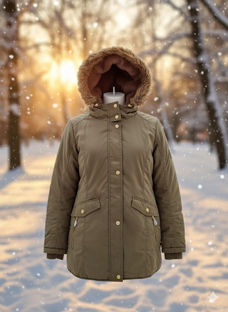 Dwid Dawid Tomaszewski Damen Jacke Khaki Größe 36 Wintermantel