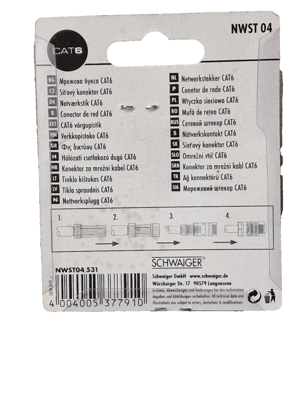 Schwaiger NWST 04 Netzwerkstecker Cat 6