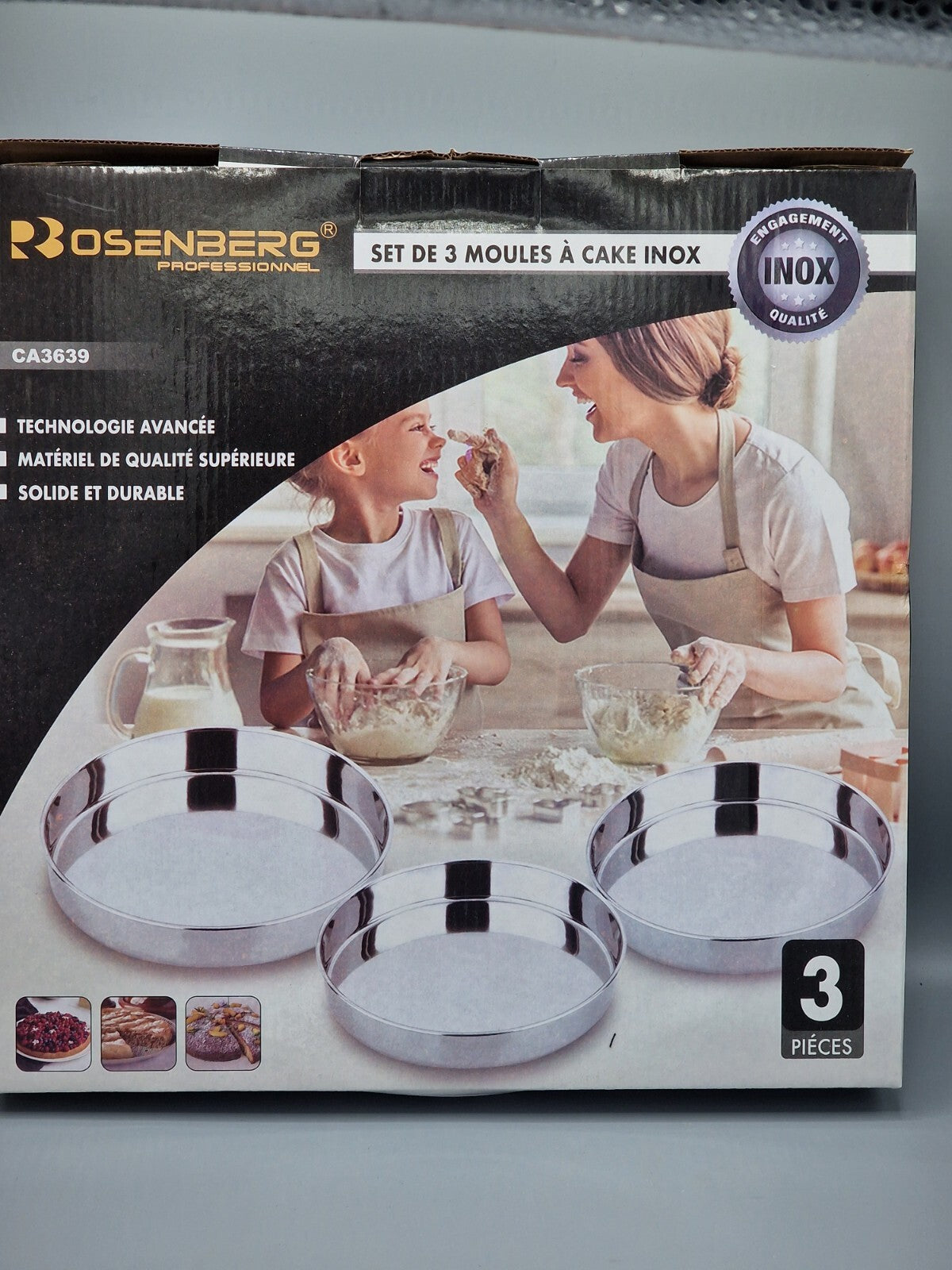 Rosenberg Professional CA3639 Set 3 Edelstahl-Kuchenformen Backformen