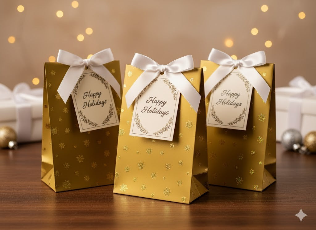 3x Stewo Geschenktüten 14x10 cm Gold Modernes Design Geschenkverpackung 🎁