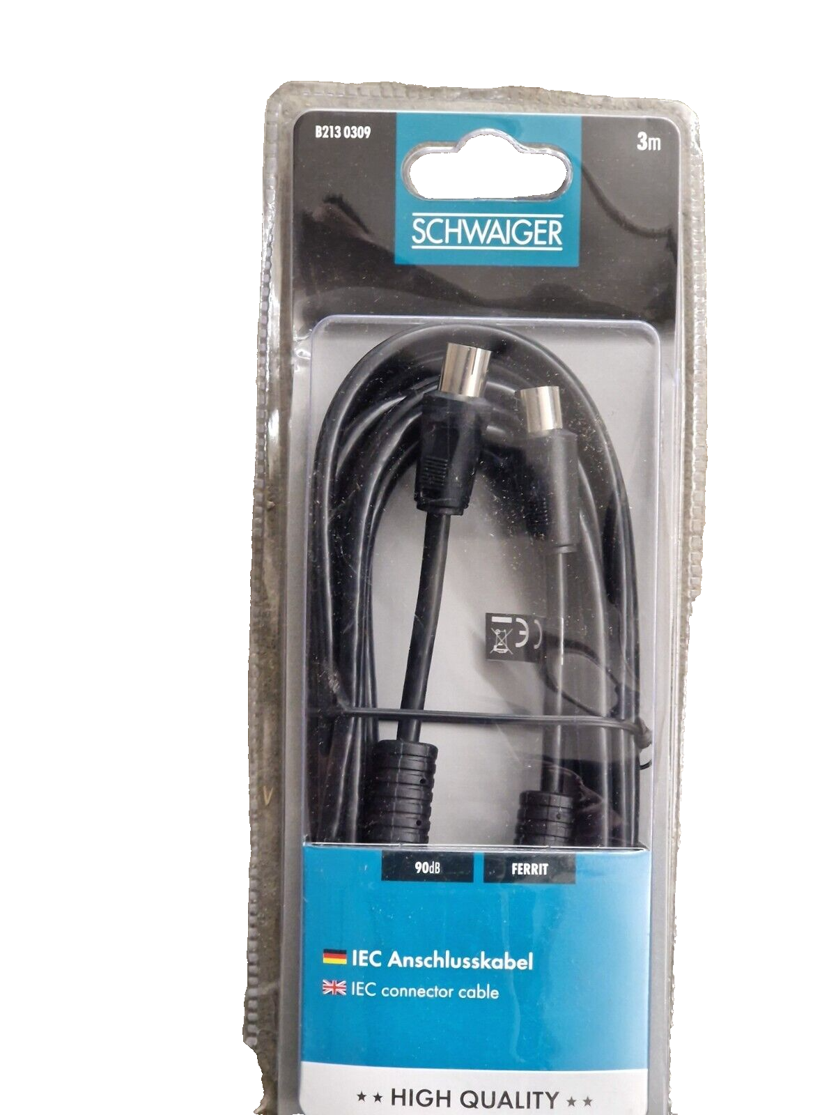 Schwaiger B2130309 IEC Anschlusskabel 3m Antennenkabel TV Kabel A5