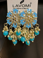 Earring with Meenakari For Women Floral Gold Plated Pearl Metal Drops & Danglers