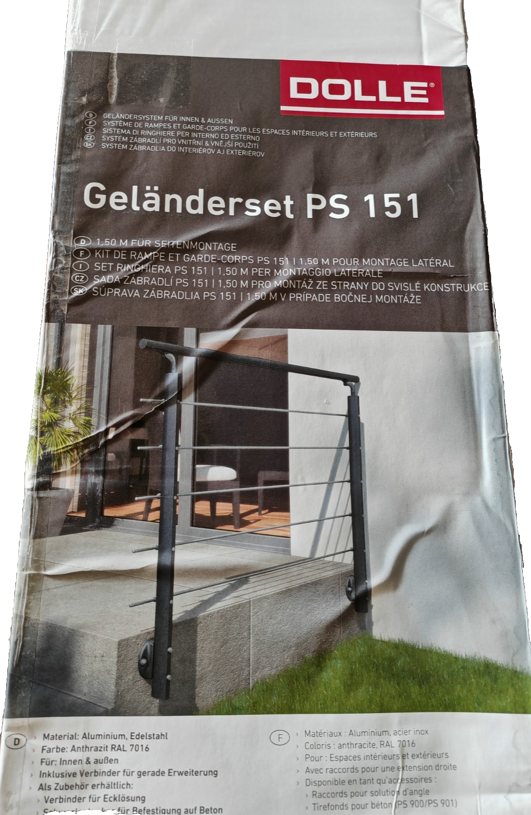 DOLLE Geländer Komplettset Alu Anthrazit 150cm Treppengeländer
