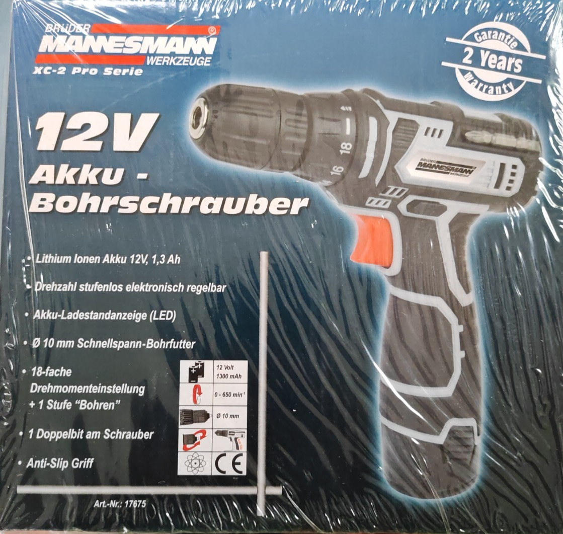Brüder Mannesmann 12V Akku Bohrschrauber Akkuschrauber Bohrmaschine Set B2