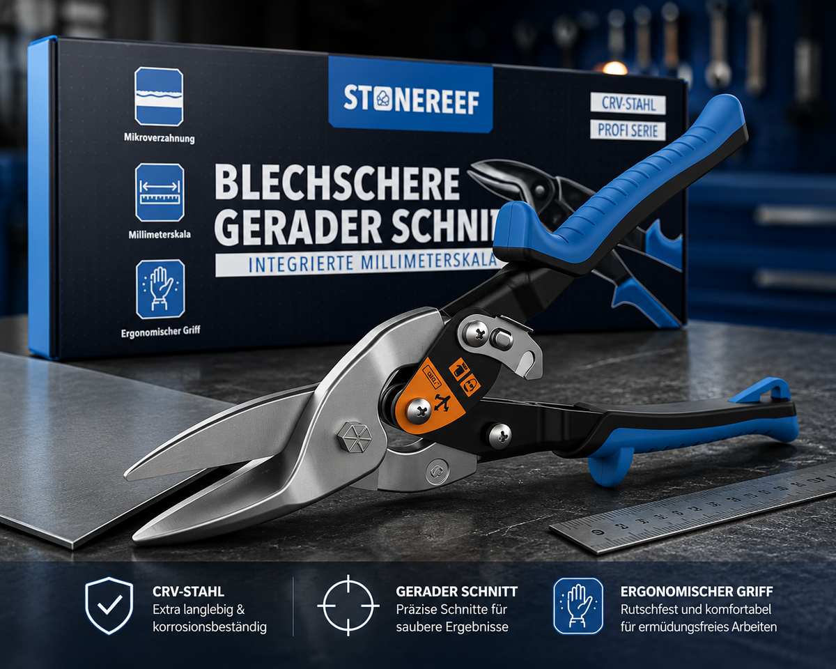 Blechschere gerader Schnitt Millimeterskala Metallschere Blechschneider A3