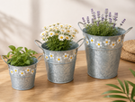 Belle Vous Mini Eimer 3er Set Verzinkt Silber Blumentopf Übertopf Deko Eimer F5