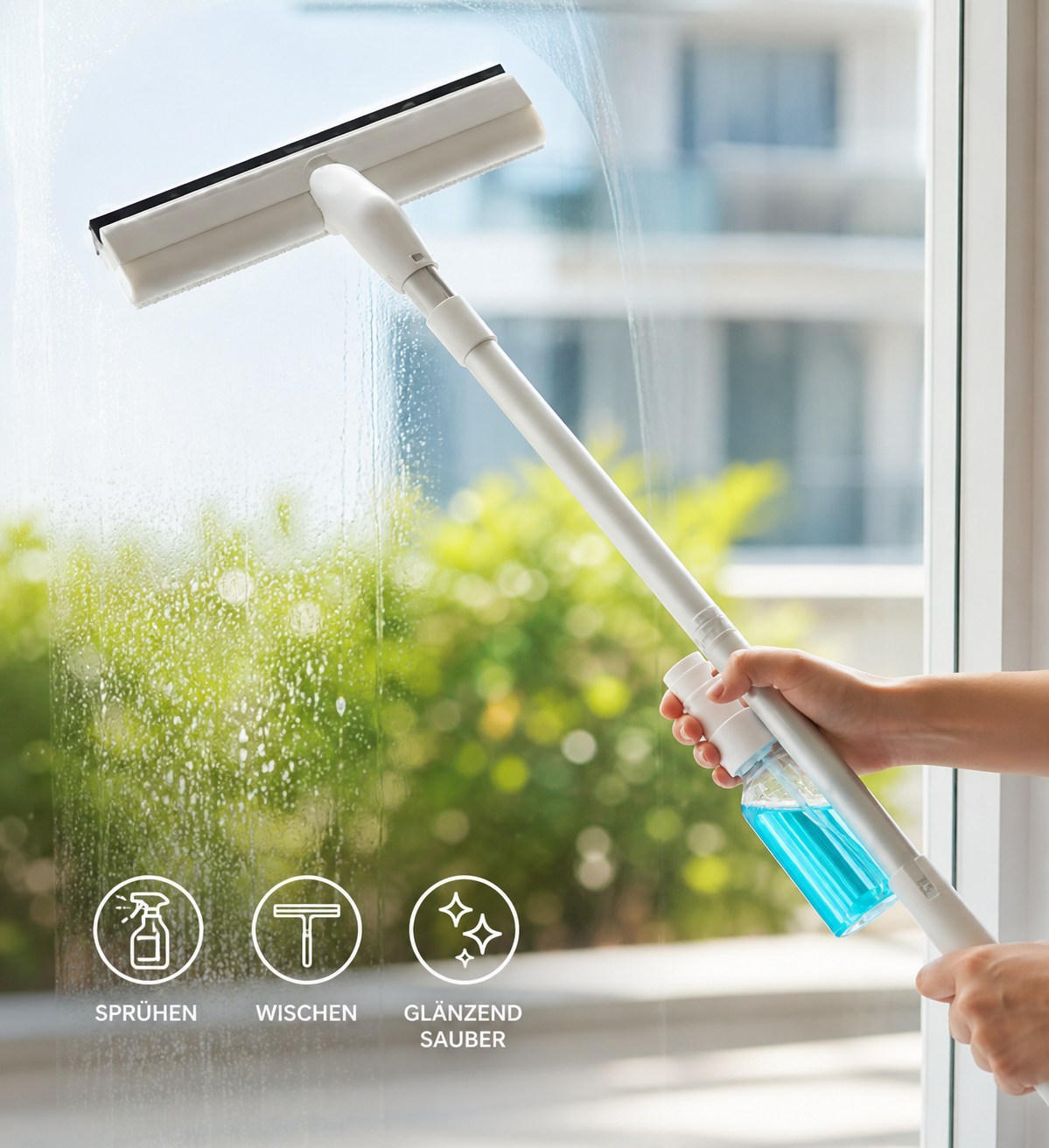 3in1 Fensterwischer mit Knickgelenk Scheibenwischer Glasreiniger Set A3