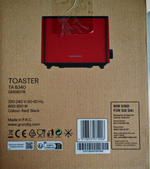 Grundig TA8340 Toaster 2 Scheiben 950W Brötchenaufsatz Edelstahl Rot B06