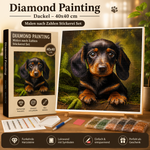 Diamond Painting Dackel 40x40cm Malen nach Zahlen Stickerei Set Hund D10