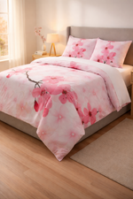 Bettwäsche Garnitur 135x200 – 2er Set 80x80 Blume Rosa E5
