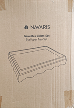 2er Navaris Bambus Tablett Set Gewellt Holz Serviertablett Deko Bett C05