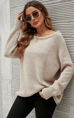 Comfy Jumper Top In Beige