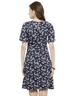 Women Blue Printed A-Line Dress