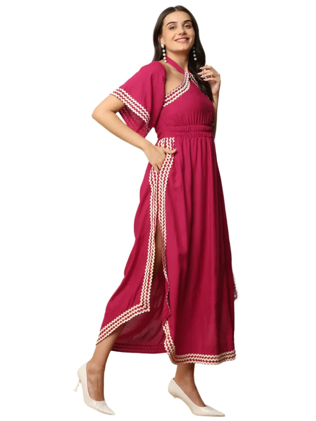Magenta A Line Slit Dress For Women in Berlin