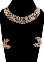 Austrian Diamond Rose Gold Choker Necklace With Earring