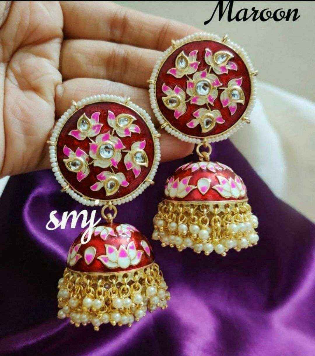 Jhumka  Earrings(Maroon Color)