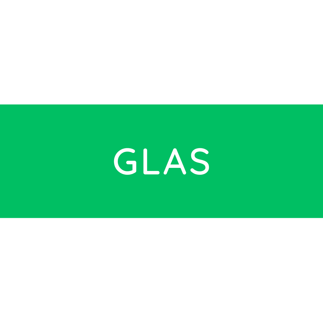 Novocal Farbiger Wertstoffaufkleber groß, mit Text:  Glas (Grün) | Packung (1 Stück)