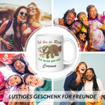 Bedruckte Tasse Faultier in Rente - Personalisiert mit Name