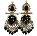 Cutwork Chandbali Earrings - Black