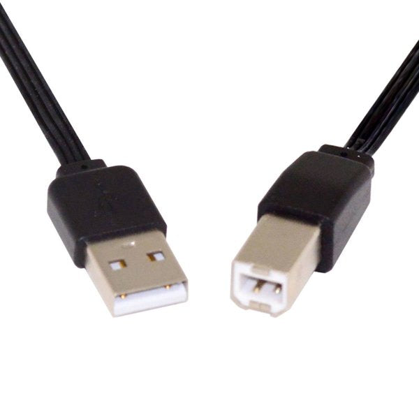 USB 2.0 Kabel 13 cm Typ B Stecker zu Typ A Stecker kurz flach in Schwarz | System-S