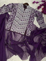 New Super Trending Embroidery cording work ready to wear saree with full Long Blouse
