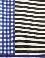 Blue & Black Striped Poly Georgette Casual Saree