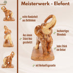 Handgeschnitzter Elefant aus Olivenholz – Exklusive Holzskulptur aus Bethlehem (20 cm)