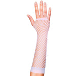Lange Fingerlose Netzhandschuhe "New York" | Weiß