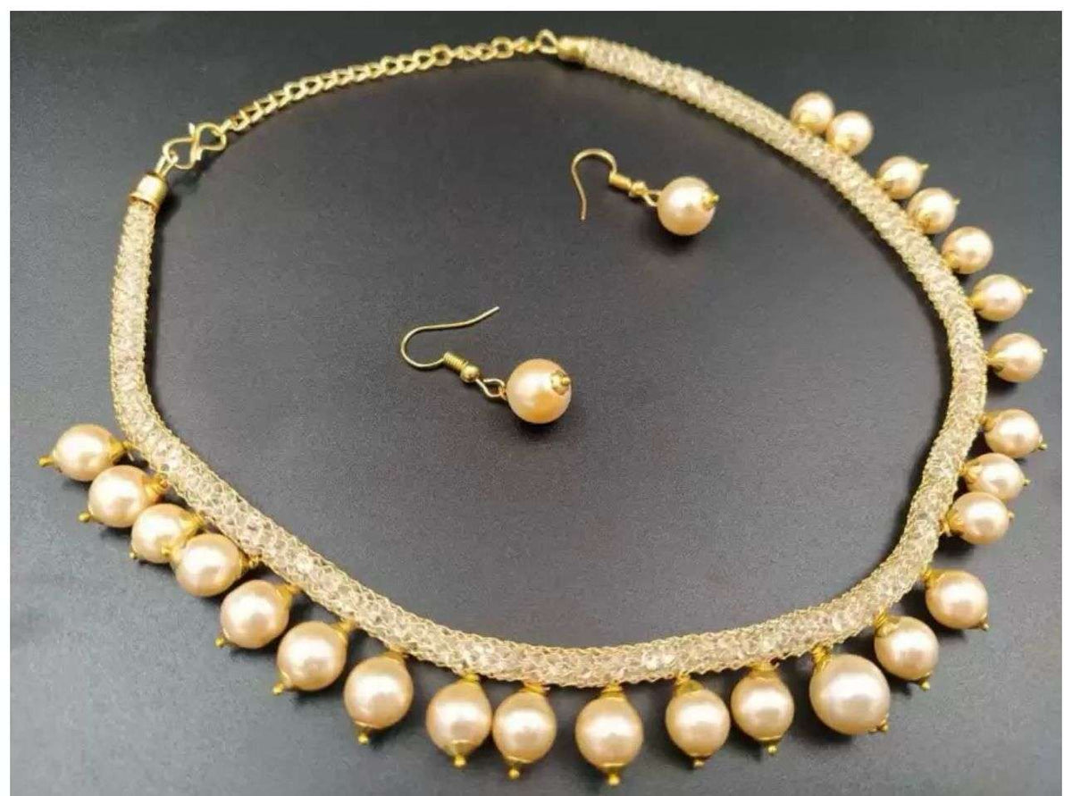 Pearl Necklace Set With Earrings