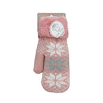Damen Fäustlinge mit Teddy Futter » Winterhandschuhe gefüttert » Soft Teddy Handschuhe » Strickhandschuhe Norweger Stern