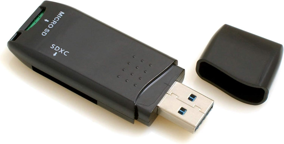 2 in 1 USB Typ A 3.0 zu Micro SD SDXC SDHC Kartenleser Adapter in Schwarz | System-S
