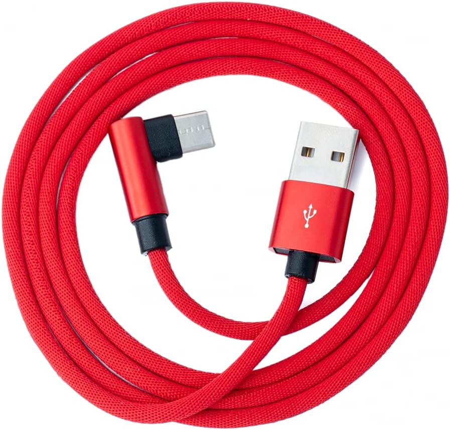 USB 3.1 Kabel 100 cm Typ C Stecker zu 2.0 A Stecker Winkel geflochten in Rot | System-S