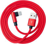 USB 3.1 Kabel 100 cm Typ C Stecker zu 2.0 A Stecker Winkel geflochten in Rot | System-S
