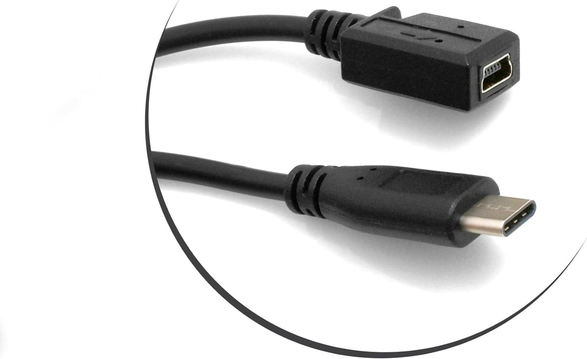 USB 3.1 Type C Stecker zu Mini USB Buchse Kabel Datenkabel Ladekabel 28 cm | System-S