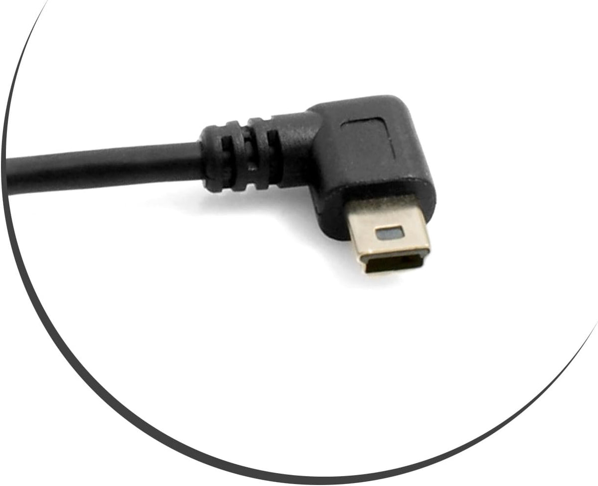 Mini USB Kabel Winkelstecker links gewinkelt auf Mini USB Buchse 25 cm | System-S